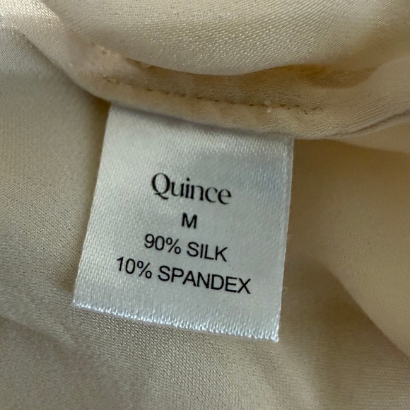 Quince Silk Spandex Button Up Shirt Blush Long Sleeve Size Medium Career Minimal - Picture 7 of 9